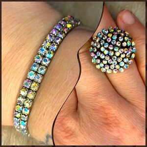 Stunning AB Crystal Bracelet and Ring Set